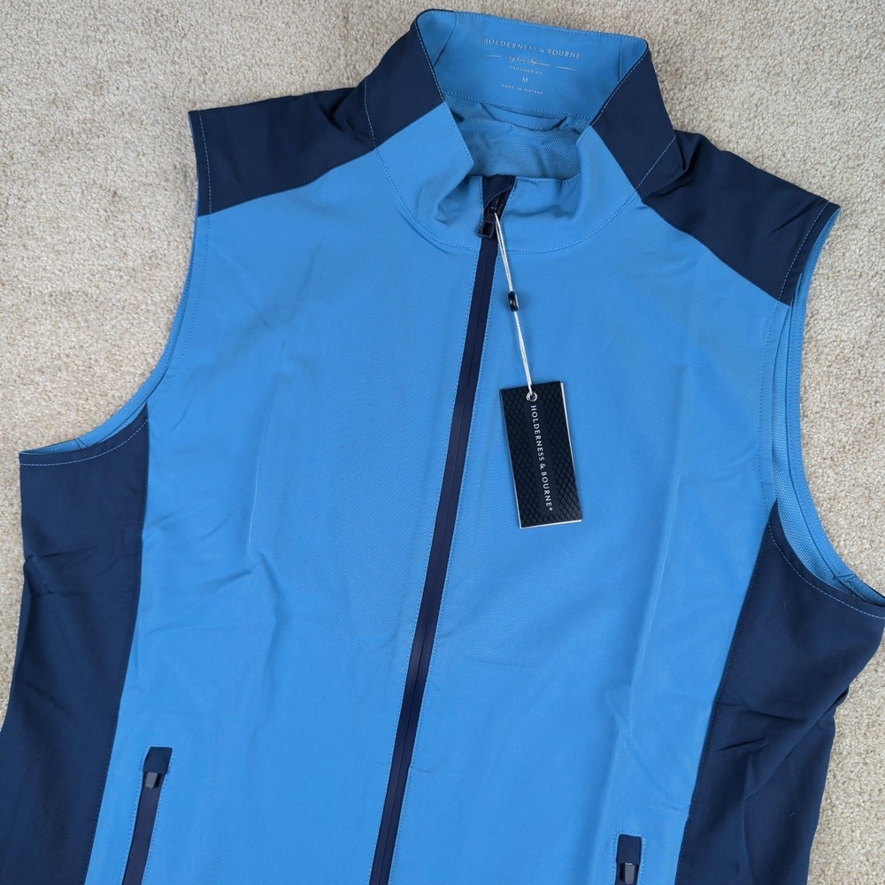 Holderness & Bourne Vest Mens Medium Blue The Hayes Golf Softshell Windbreaker
